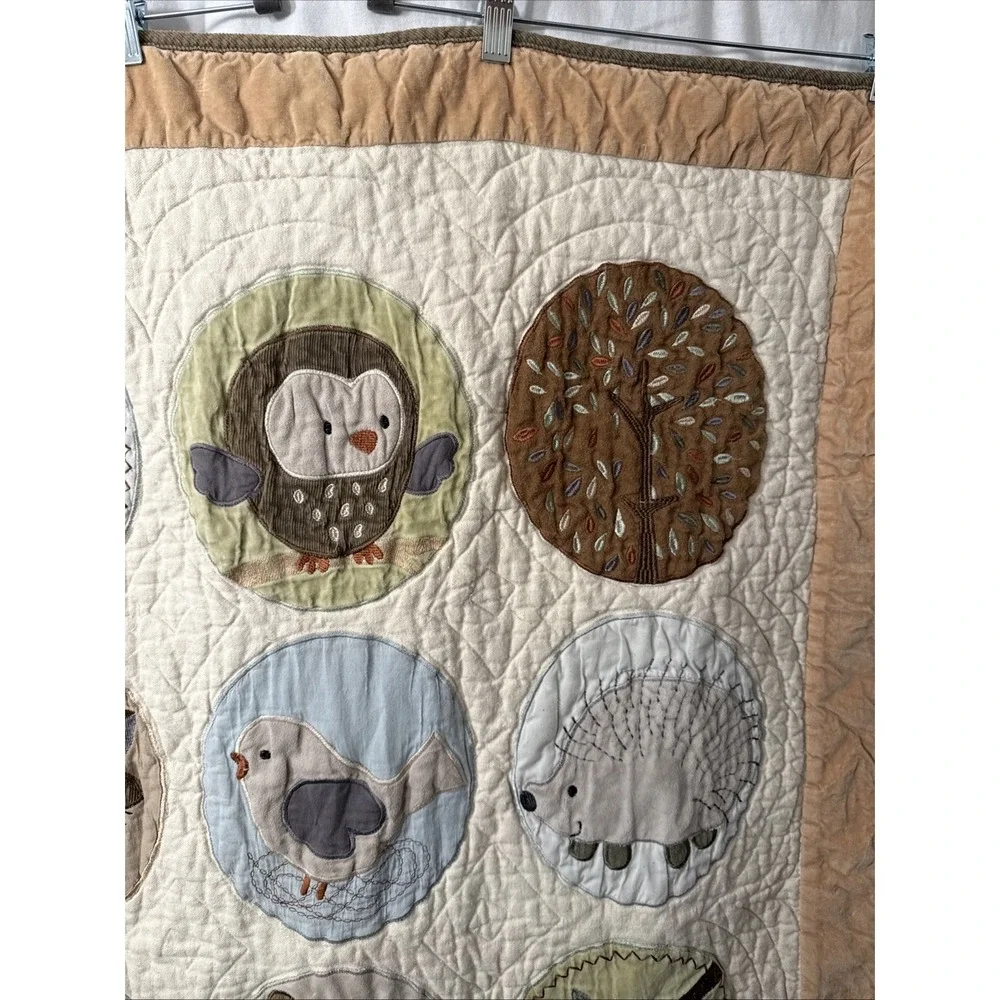 Carter's Baby Quilted Blanket Forest Animals & Mushrooms Embroidered Reversible